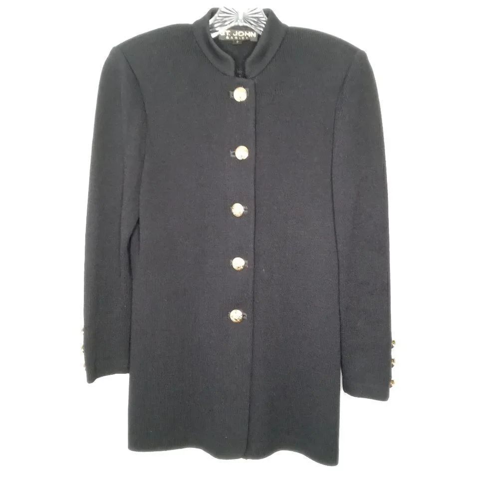 St. John black button front cardigan